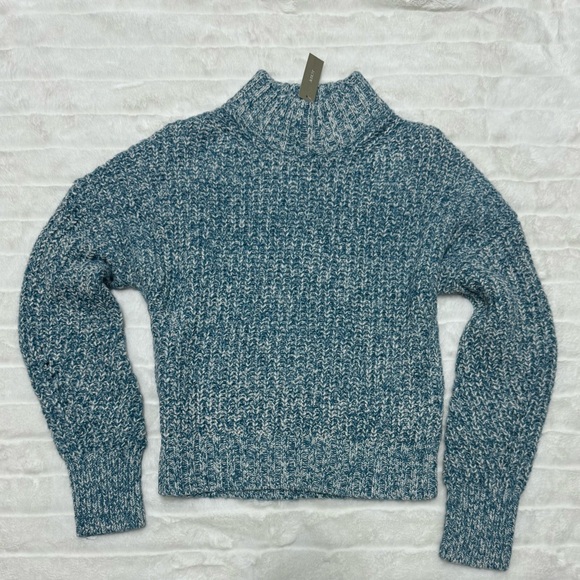 J. Crew Marled Donegal Mockneck Blue Sweater - Picture 2 of 7